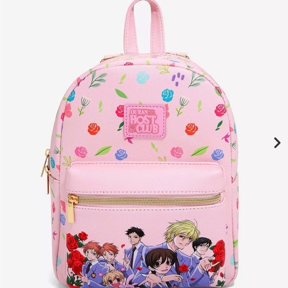 ouran Handbags - Ouran High School Host Club Mini Backpack Pink Anime Floral Style